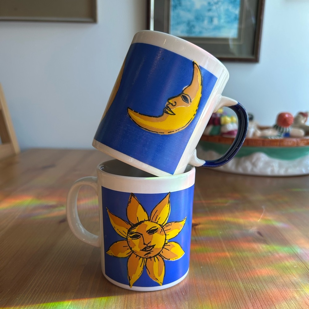 Vintage Kilncraft Celestial Blue and White Mug Set of 2